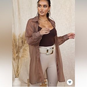 Jlux label white sheer button up, size medium, worn once